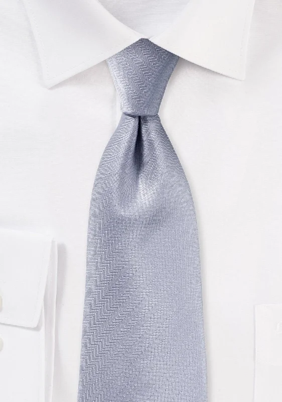 Designer tie for office professionals-Silver Herringbone Necktie