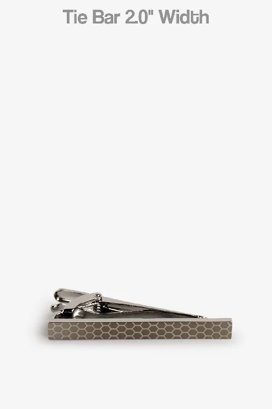 Men's tie with a modern geometric design-Silver Honeycomb Tie Bar