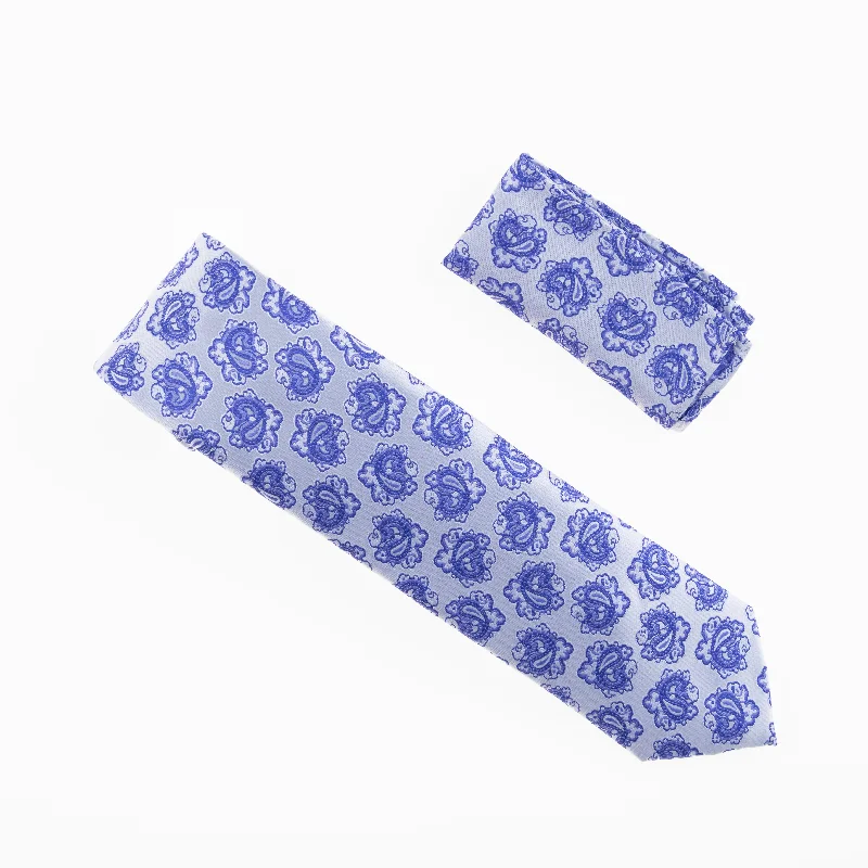 Men's silk tie with deep tones for weddings-Silver & Lavender Paisley Designed Necktie Tie with Matching Pocket Square