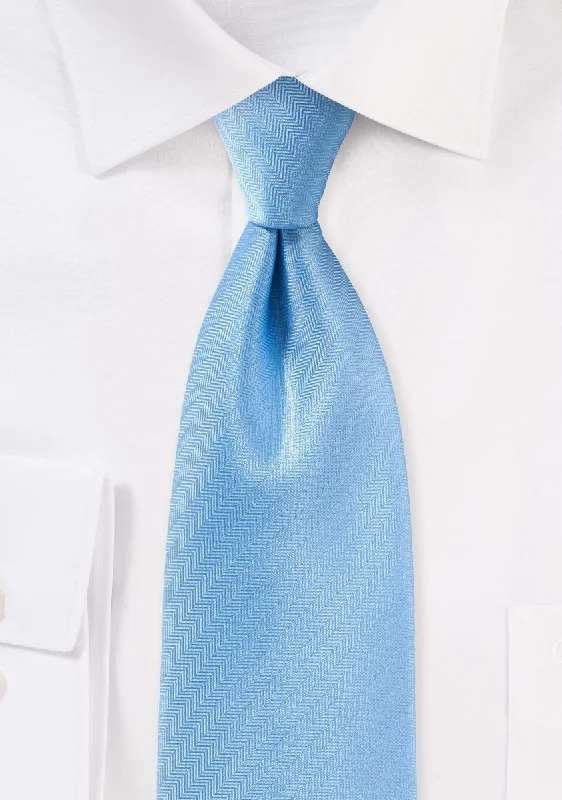 Best men's tie with a pop of color for casual wear-Sky Blue Herringbone Necktie