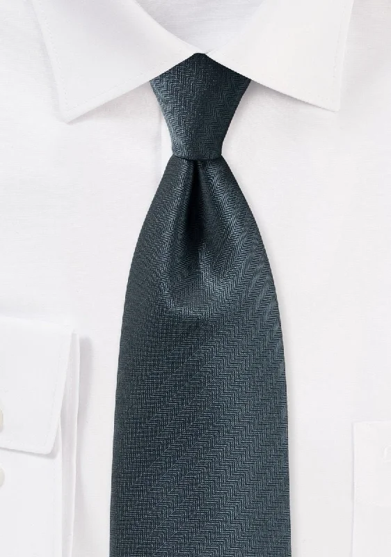 Men's tie with fine stripes for professional wear-Smoke Gray Herringbone Necktie