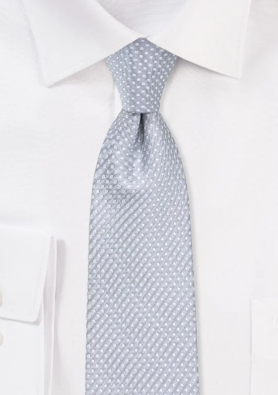 Luxury men's tie with velvet texture-Soft Gray Pin Dot Necktie