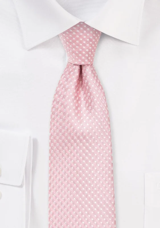 Classic men's tie with diamond texture-Soft Pink Pin Dot Necktie