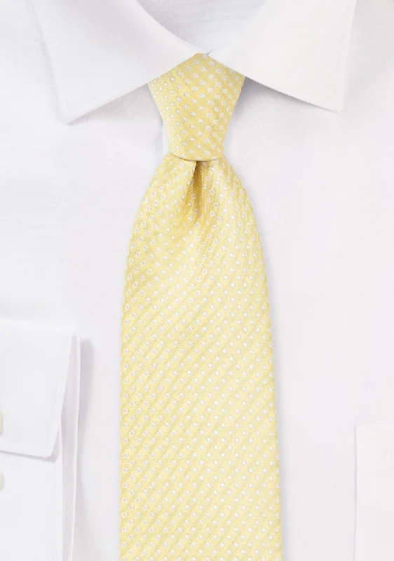 Men's tie for formal and elegant affairs-Soft Yellow Pin Dot Necktie