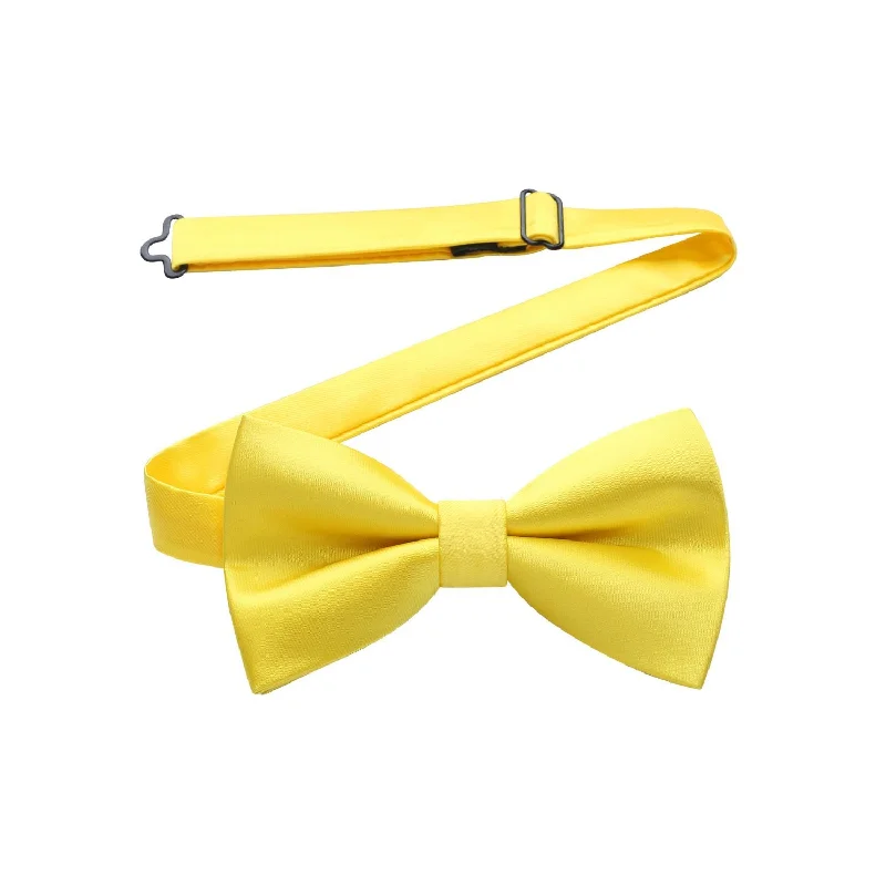 Men's tie with a trendy color palette for casual wear-Solid Pre-Tied Bow Tie - 03-YELLOW