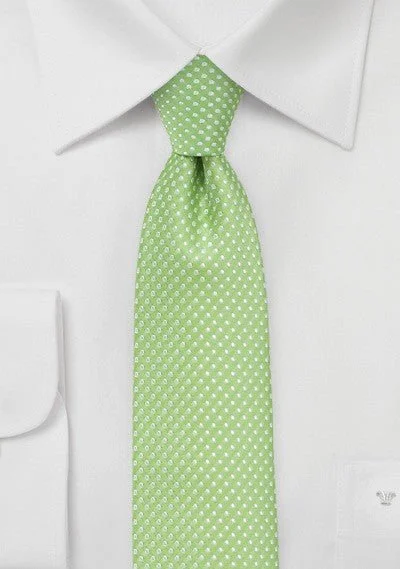 Luxury men's tie with velvet texture-Spring Green Pin Dot Necktie