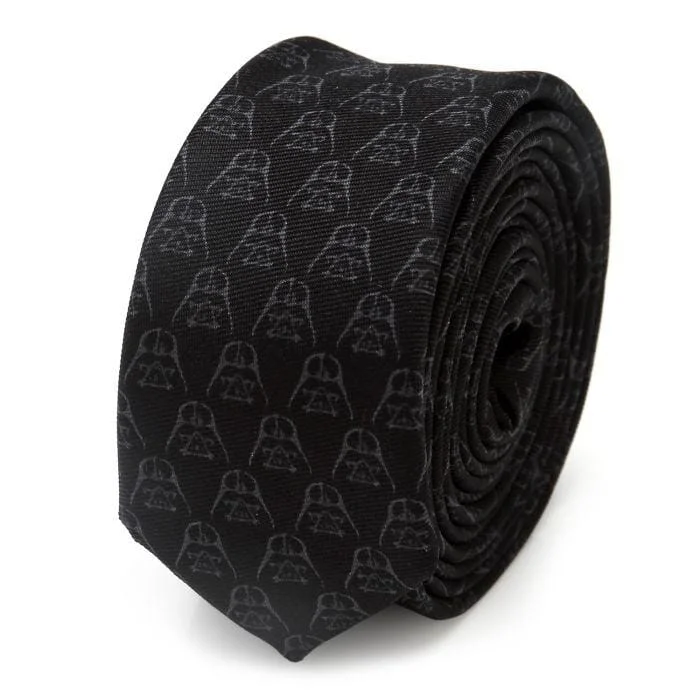 Men's tie with contrasting patterns for office wear-Star Wars Darth Vader Black Men's Skinny Tie