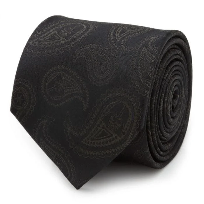 Best men's tie with modern flair for job interviews-Star Wars Darth Vader Paisley Black Silk Men's Tie