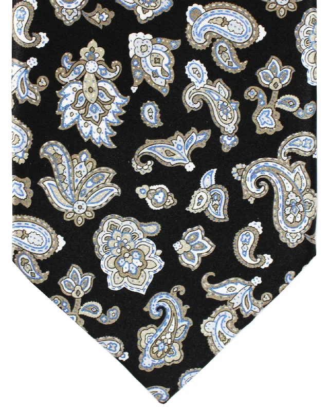 Men's tie for modern office wear with contemporary designs-Stefano Ricci Silk Necktie Black Taupe Gray Paisley SALE