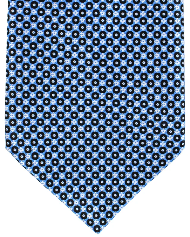 Men's tie with high-quality silk fabric-Stefano Ricci Silk Tie Blue Black Micro - Geometries