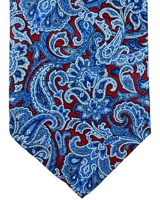 Men's tie with luxurious silk for a smooth finish-Stefano Ricci Silk Tie Bordeaux Blue Paisley Design