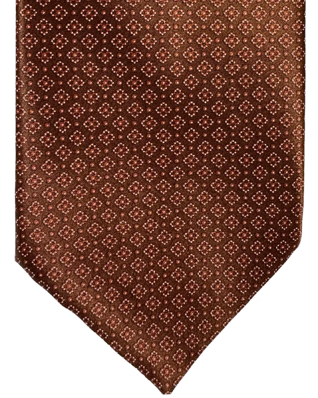 Men's tie with intricate woven patterns-Stefano Ricci Silk Tie Brown Micro Pattern Design