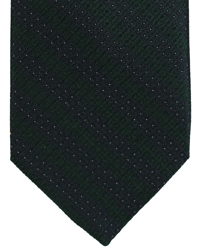 Designer men's necktie for special occasions-Stefano Ricci Silk Tie Dark Green Stripes