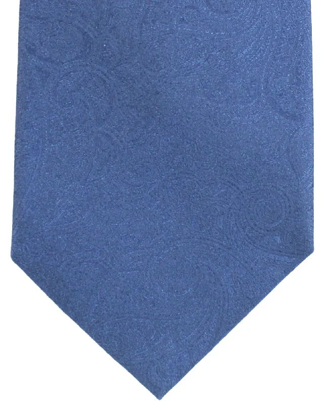 Men's tie with modern textures for work-Stefano Ricci Silk Tie Gray-Blue Paisley