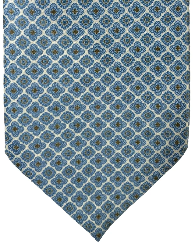 Men's tie with rich fabric texture-Stefano Ricci Silk Tie Light Gray Mini Medallions Design