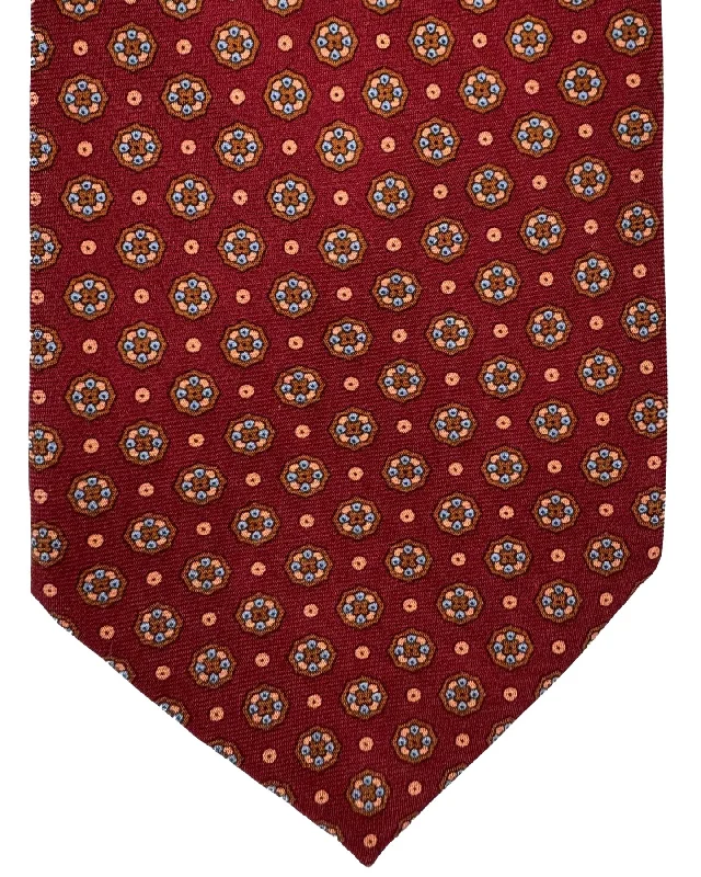 Men's tie with a trendy color palette for casual wear-Stefano Ricci Silk Tie Maroon Mini Medallion