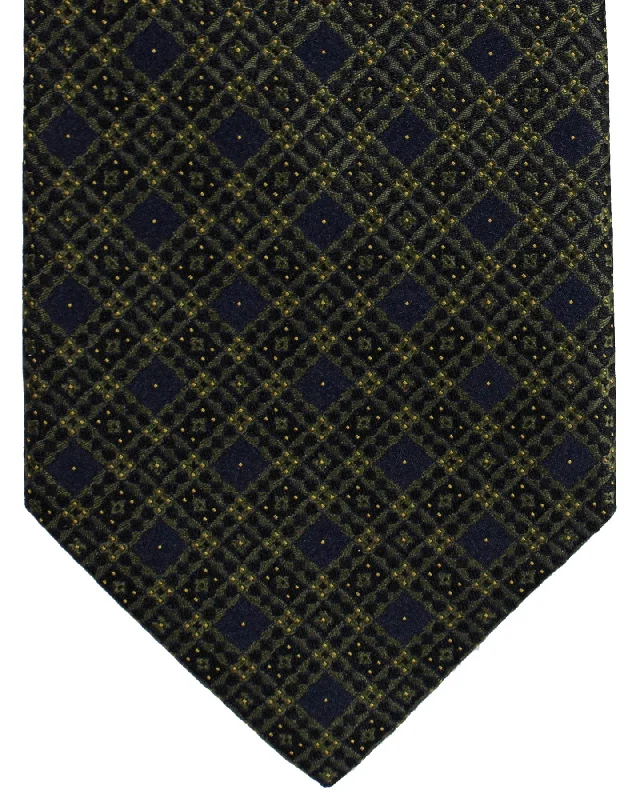 Best men's tie with sophisticated checks-Stefano Ricci Silk Tie Midnight Blue Forest Green