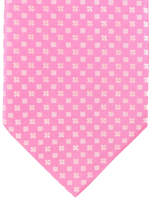 Stylish men's tie for corporate celebrations-Stefano Ricci Silk Tie Pink Geometric