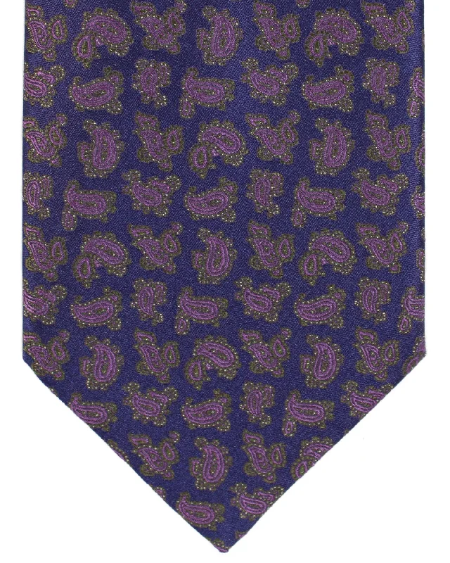 Men's tie with colorful checks for casual wear-Stefano Ricci Silk Tie Purple Olive Pink Paisley SALE