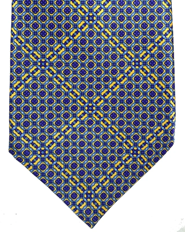 Men's tie for business meetings with modern designs-Stefano Ricci Silk Tie Purple Yellow Micro Pattern Design