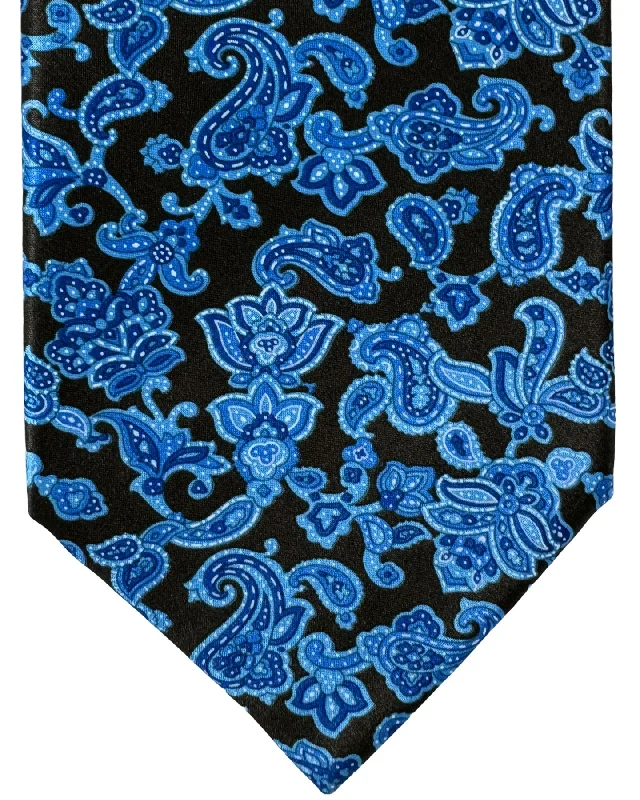 Men's tie for smart-casual office wear-Stefano Ricci Silk Tie Royal Blue Blue Paisley Design