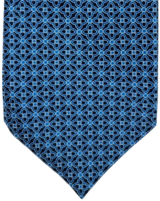 Classic men's tie with elegant colors for work-Stefano Ricci Silk Tie Royal Blue Medallions Design