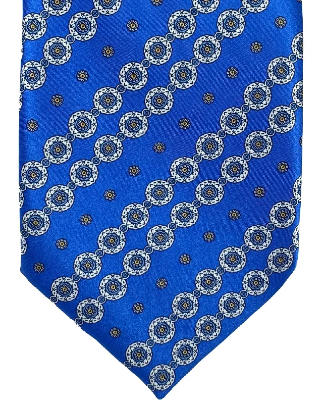 Classic men's tie for corporate events-Stefano Ricci Silk Tie Royal Blue Patterned Stripes