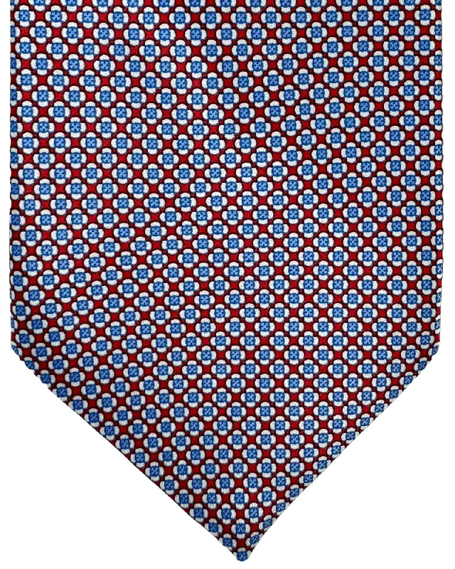 Best tie for luxury weddings with sophisticated patterns-Stefano Ricci Silk Tie Silver Blue Red Micro Pattern