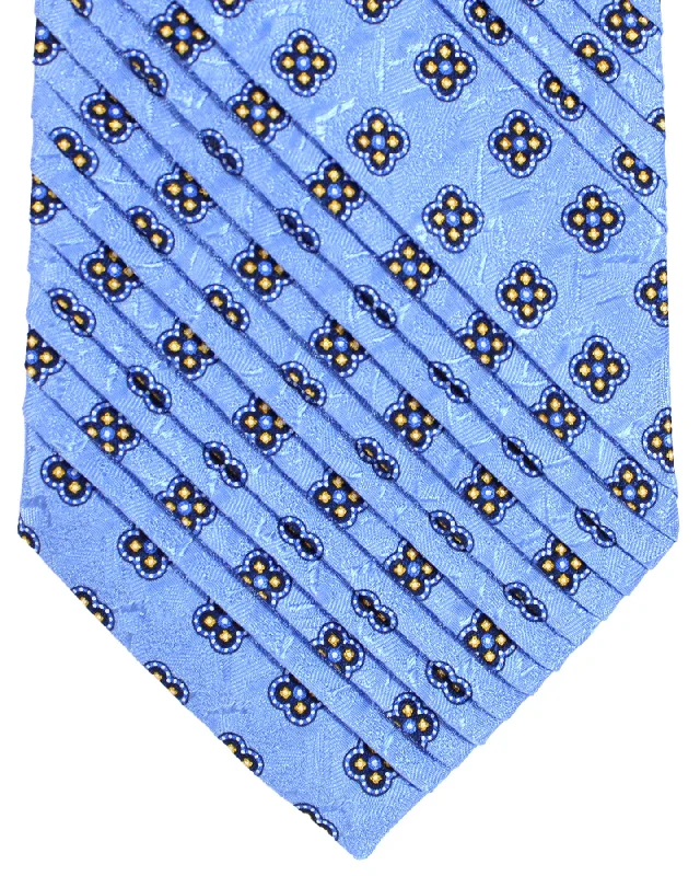 Stylish men's tie with subtle plaid pattern-Stefano Ricci Tie Blue Geometric - Pleated Silk