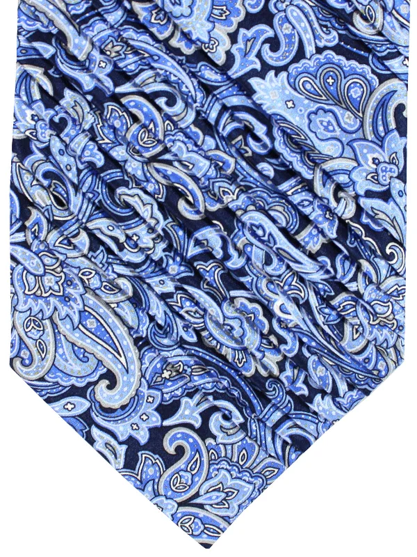 Men's tie with vibrant geometric shapes-Stefano Ricci Tie Blue Ornamental Paisley - Pleated Silk SALE