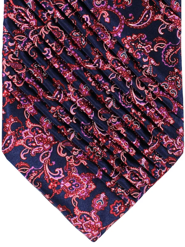 Men's tie with modern stripes for interviews-Stefano Ricci Tie Dark Blue Red Pink Ornamental - Pleated Silk