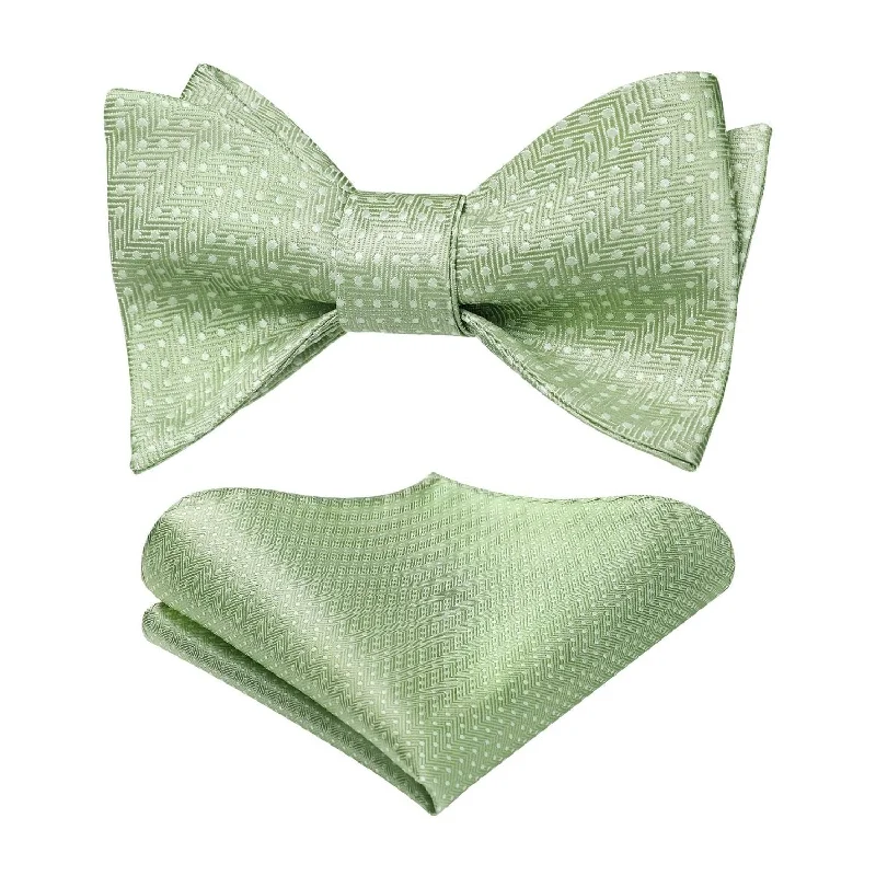 Men's tie with subtle stripes for formal wear-Stripe Bow Tie & Pocket Square - SAGE GREEN