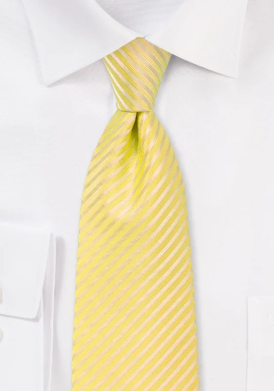 Men's tie with paisley design for weddings-Summer Yellow Narrow Striped Necktie