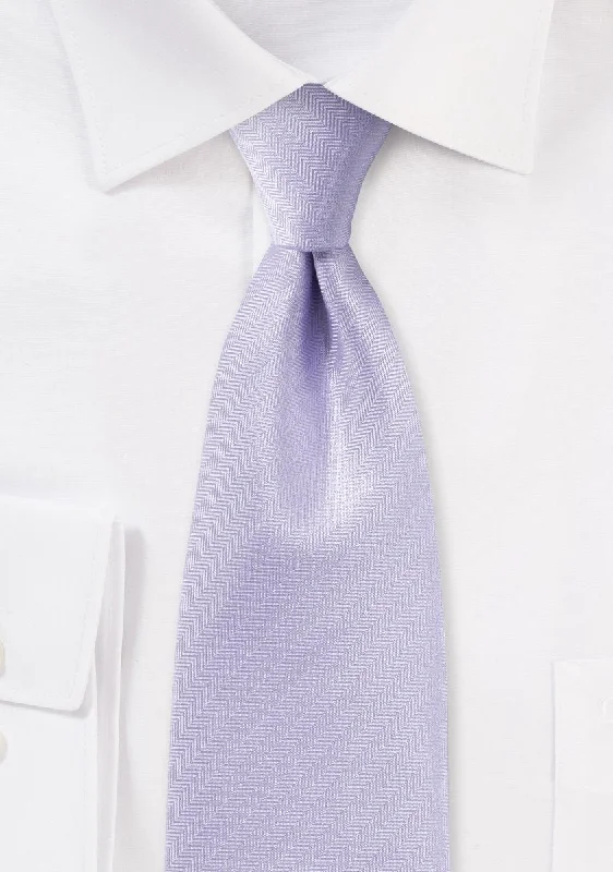 Affordable men's tie for everyday wear-Sweet Lavender Herringbone Necktie