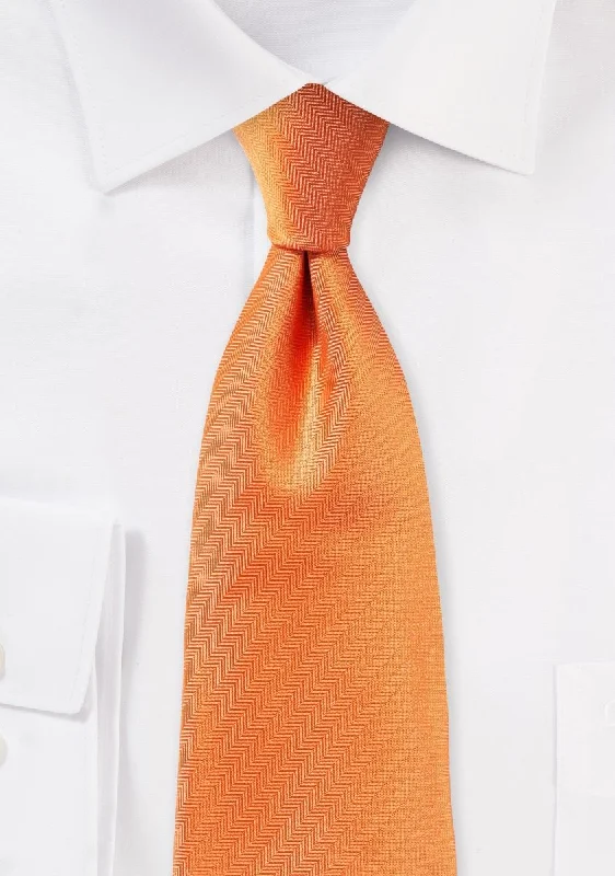 Best men's silk tie for formal events-Tangerine Herringbone Necktie