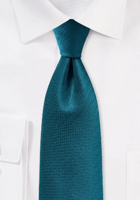 Men's tie with vibrant colors for upscale parties-Teal Oasis Herringbone Necktie