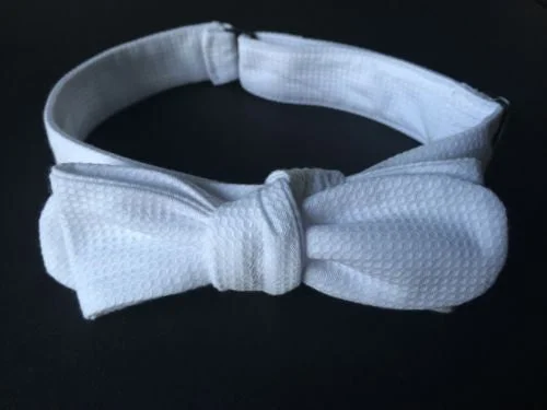 Men's tie for upscale dinner events-"The Victorian" Pique White Masonic Bowtie