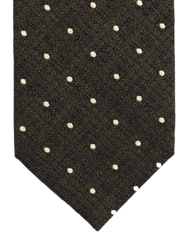 Best men's silk tie for job interviews-Tom Ford Silk Necktie Brown Black Dots