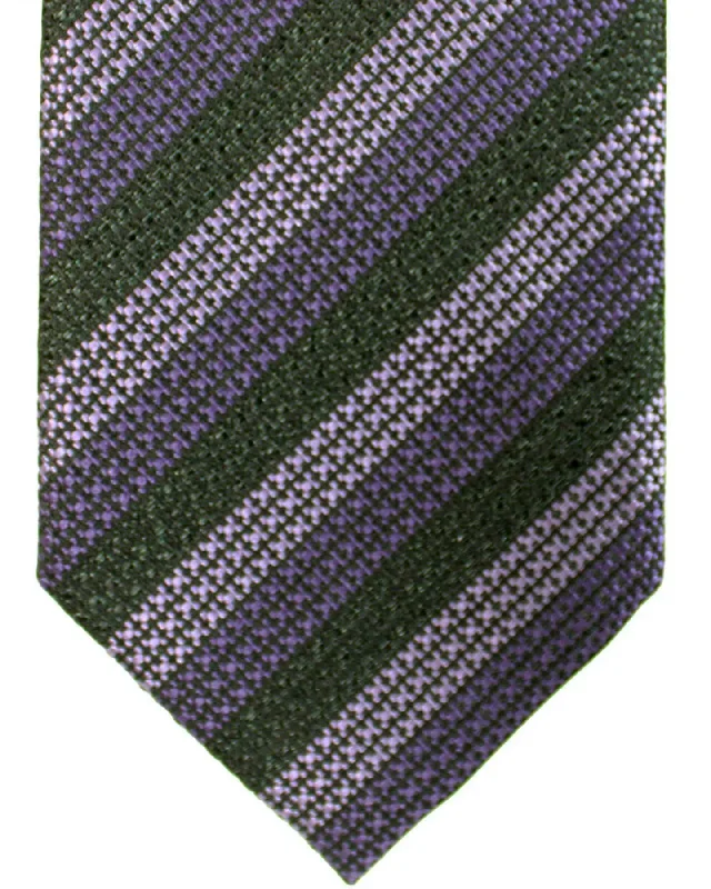 Men's tie for a festive corporate event-Tom Ford Silk Tie Green Purple Patterned Stripes