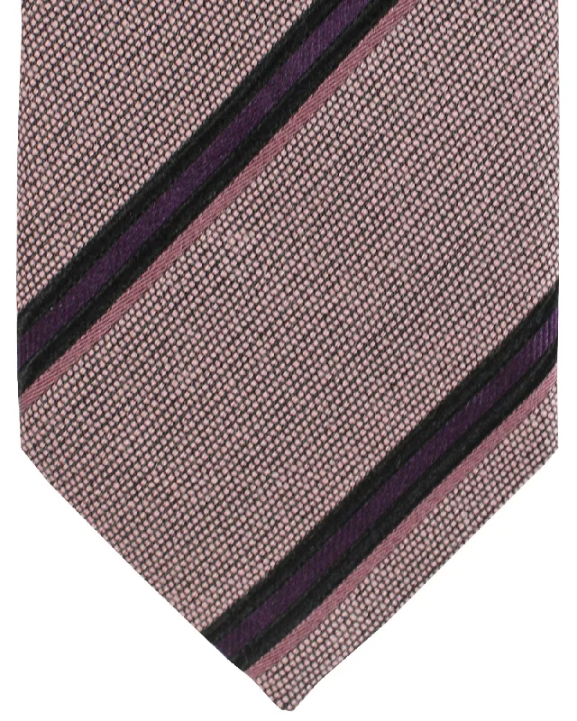 Best men's silk tie for formal events-Tom Ford Wool Silk Tie Purple Dust Pink Stripes SALE