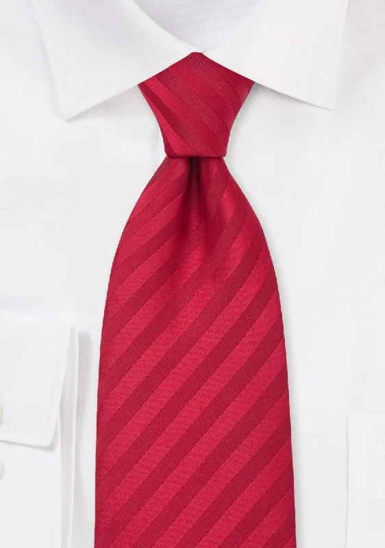 Men's silk tie with paisley design for special occasions-Tonal Red Narrow Striped Necktie