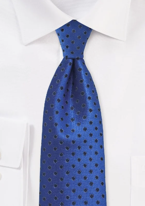 Best men's tie with classic stripes for business attire-Ultra Marine Blue Polka Dot Necktie