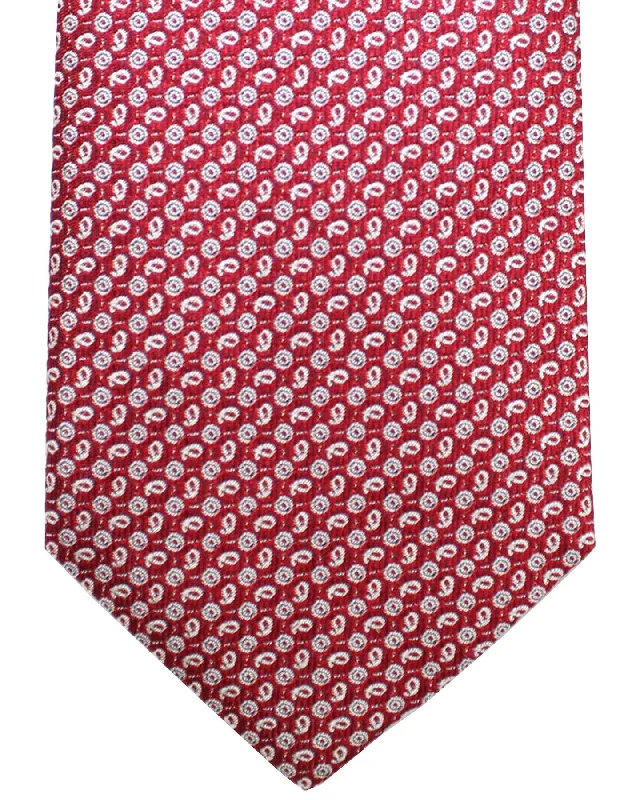 Men's tie with a solid color for interviews-Ungaro Silk Tie Burgundy Micro Paisley - Narrow Cut Designer Necktie SALE