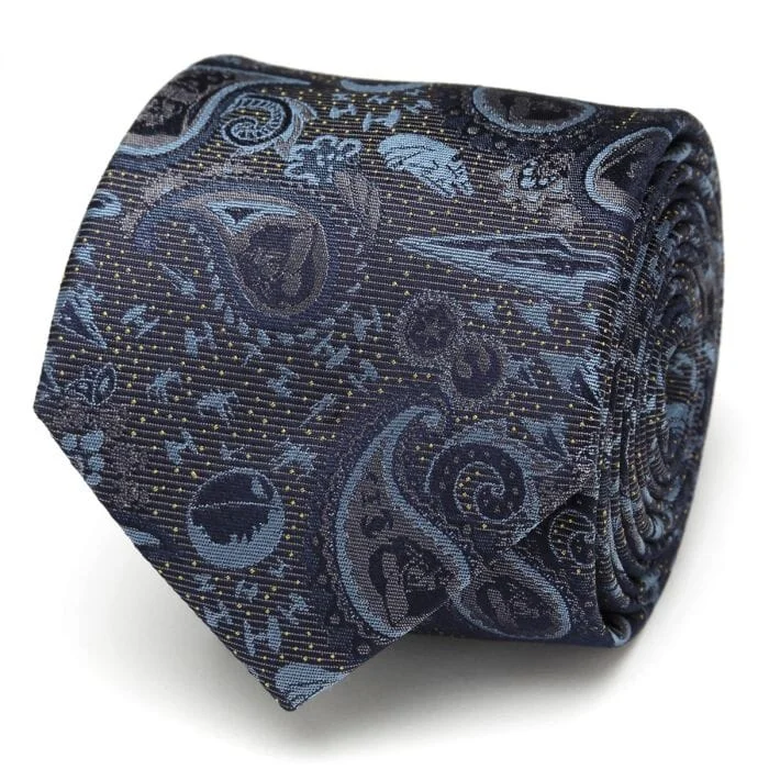 Men's tie with intricate checks for business wear-Vader Paisley Blue and Gray Star Wars Men's Tie