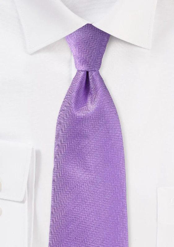 Men's slim tie for business casual look-Violet Herringbone Necktie