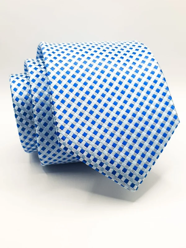 Men's tie with vibrant colors for upscale parties-White-Blue Checkered Ties