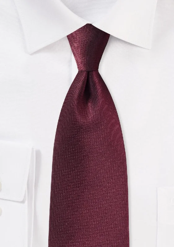 Men's tie for luxury outdoor events-Wine Herringbone Necktie