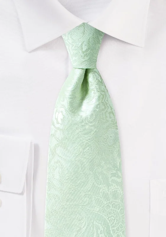 Men's tie with fine detailing for luxury occasions-Winter Mint Floral Paisley Necktie