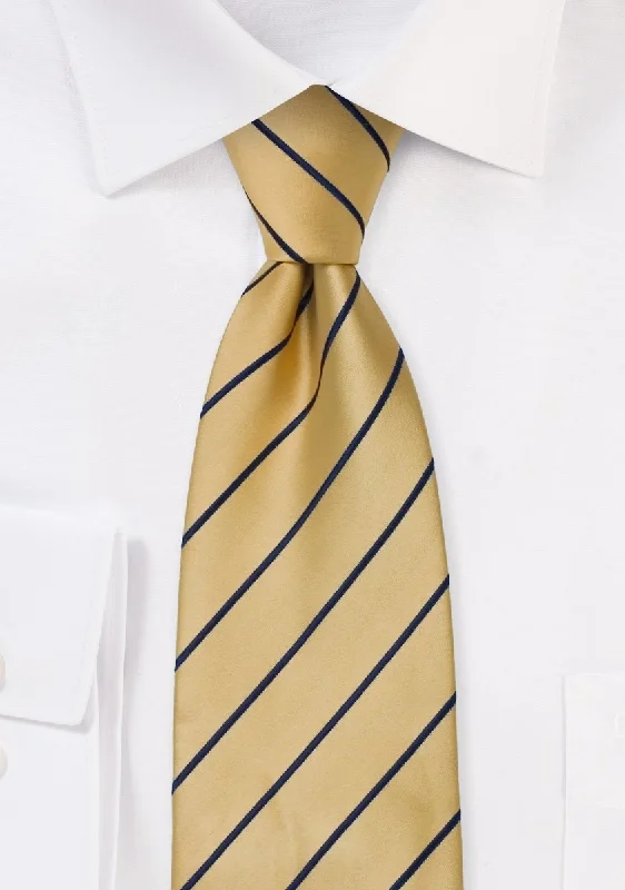 Designer men's tie for sophisticated look-Yellow and Navy Narrow Striped Necktie