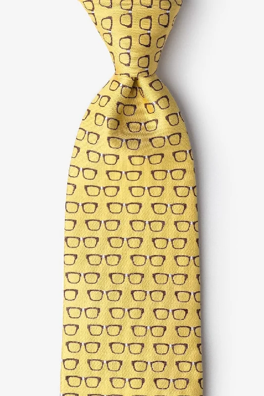 Designer men's tie for sophisticated look-Yellow Four Eyes Glasses Tie